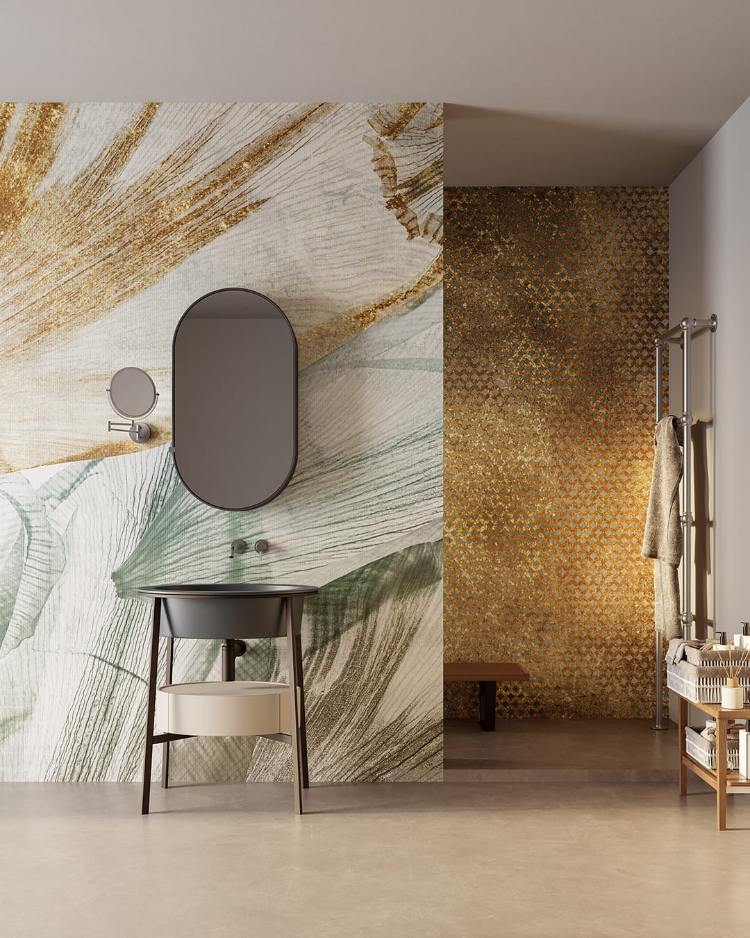 Carta da parati floreale bagno design