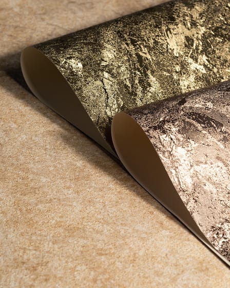 Rotolo carta da parati effetto foglia oro