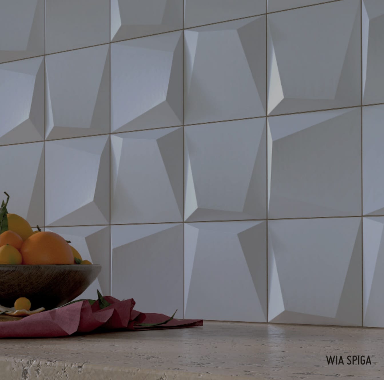 Piastrelle 3D geometriche bianche spiga