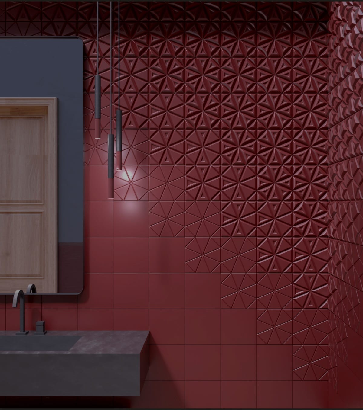 Piastrelle 3D rosse bagno design